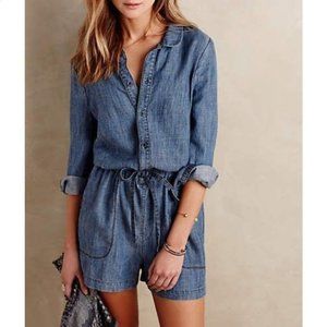 Anthropologie Level 99 Milly Denim Chambray Romper